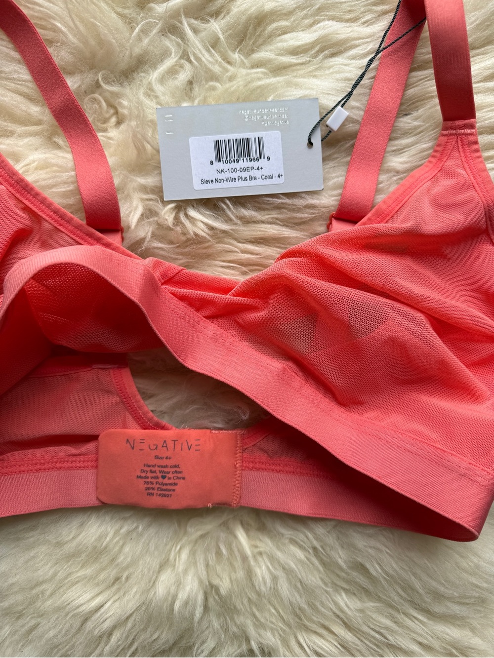 Negative Underwear NWT Sieve non-wire plus  Bra - coral - 4+ - Picture 3 of 7